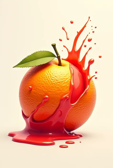 Create a 2D logo of an orange with red juice signaling vitality