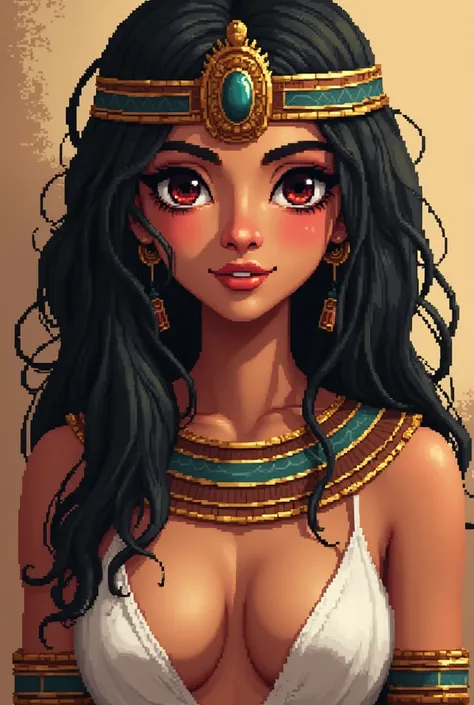 Pixel art of an Egyptian girl with her breasts exposed
