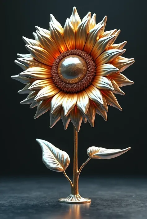 Create a sunflower image with metallic colors