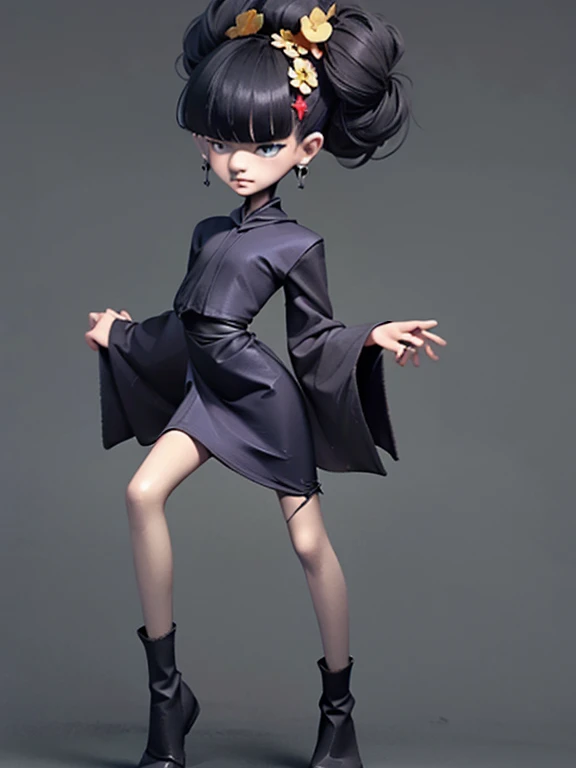 (masterpiece), (High resolution), (Full body portrait), Dark atmosphere, Flat Illustration, Creepy Appearance, Characteristic hairstyle, creative accessories, Unique atmosphere、 Hell Girl、god々New Background,Little Nightmares
