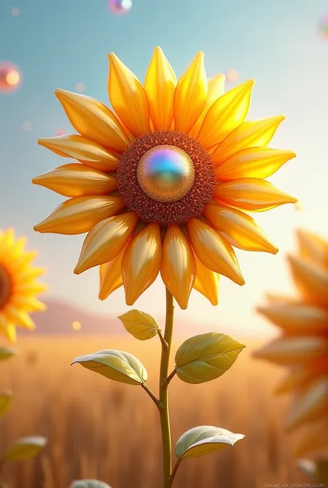 Create an animated sunflower image using metallic balloon colors