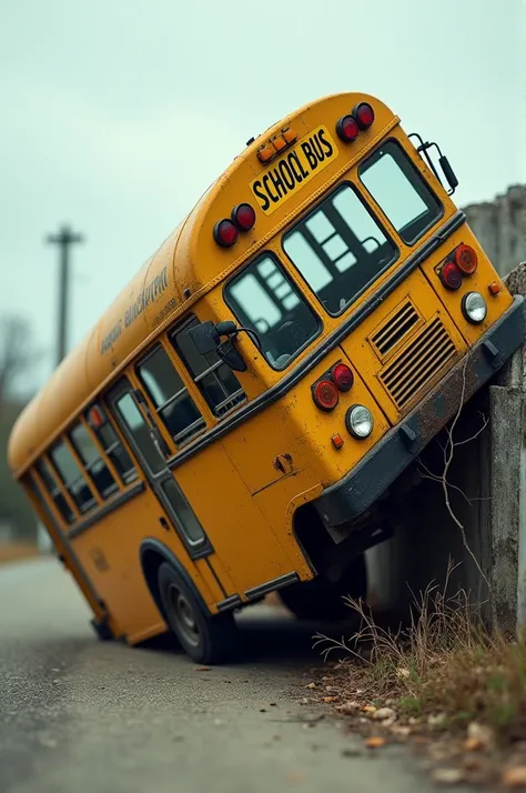 School bus sideways with 8 windows