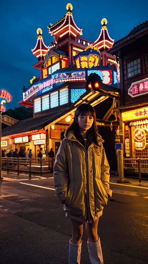 woman,Japanese,amusement park,haunted house