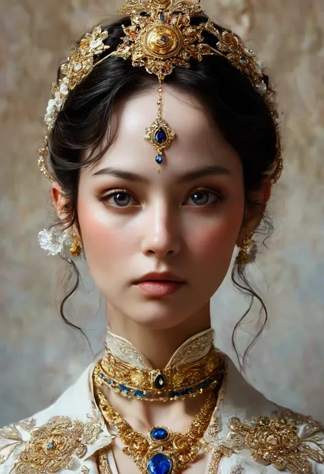 Imagine the Divine Universal Mother, the Maternal Cosmic Power, the Supreme Radiant Power, Shakti. Her appearance is solemn and her face mature. Hd, High detail, High contrast, High texture, Hyper realistic, Cinematic, Photorealism