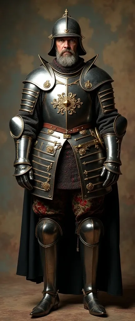 (Super Photographic, realism photo ), Front view, A 17th-century English cavalryman, wearing traditional armor and attire of the period. The cavalryman is equipped with a cuirass, helmet, and boots, and is holding a sword or pistol. The scene is detailed a...