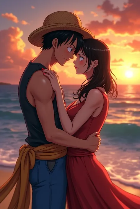 Luffy and Robin kissing, anime one piece art, 8k, masterpiece