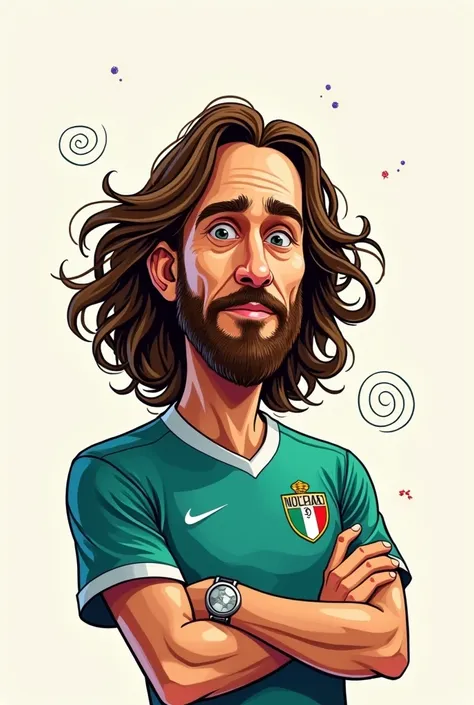 pirlo drawn as a cartoonist 