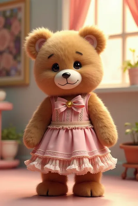 Cute bear in a stylish dress