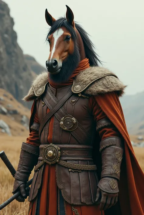 A brown wanteror prince  with horse head