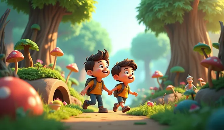  2 boys 3D cartoon style forests 

How does the story challenge the idea of external rewards?