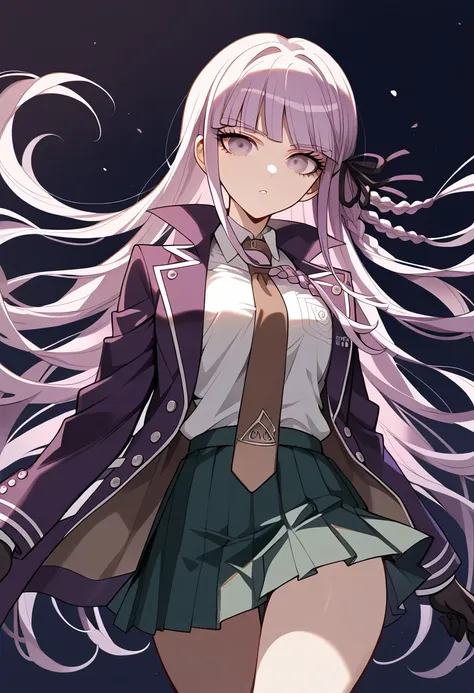 masterpiece,high resolution,highest quality,8k
(danganronpa,kyouko kirigiri,purple hair,long hair,side braiding,purple eyes,slen...