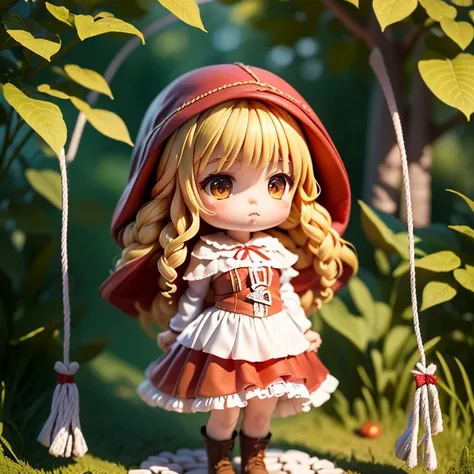 ​masterpiece、top-quality、ultra-detailliert、(Chibi Chara:1.2)、(Little Red Riding Hood:1.5),(Jumping rope:1.3)，White Yoga Fashion、Fairytale autumn forest、full bodyesbian、