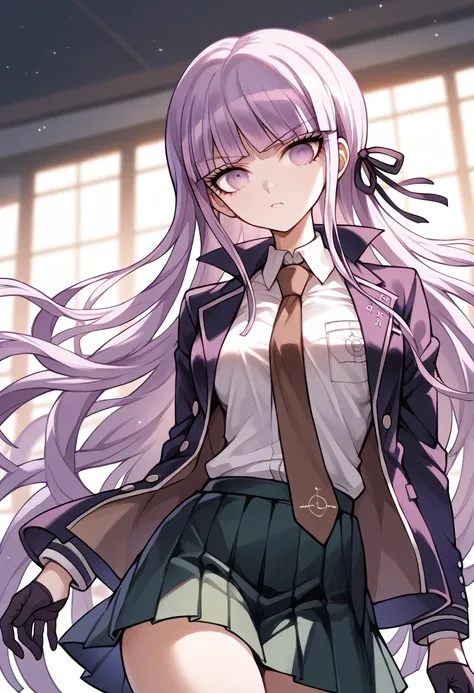 masterpiece,high resolution,highest quality,8k
(danganronpa,kyouko kirigiri,purple hair,long hair,side braiding,purple eyes,slen...