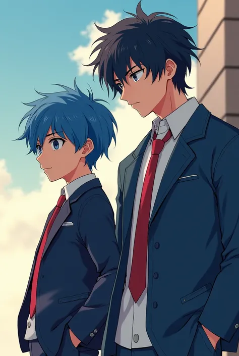 Blue haired boy 1,70 Black haired boy 1,85 A manhwa