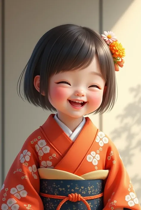 
Smiling child。
Kimono