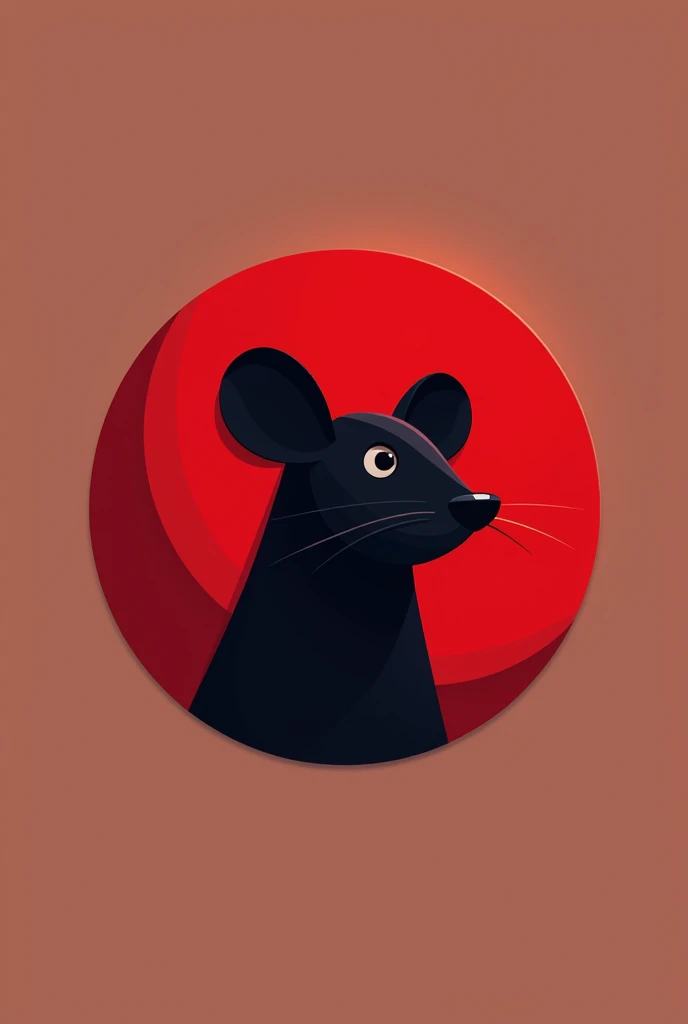 A crypto 2d cartoon circle logo of a mouse only 2 colour black and  red