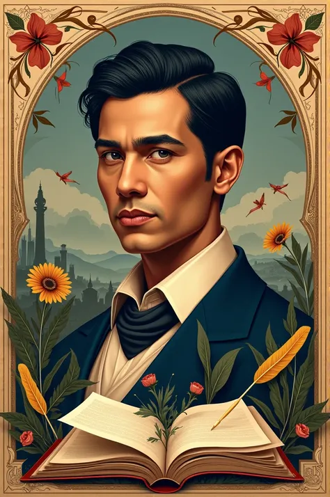 Create an engaging design for a magazine cover about Dr. Jose Rizal that reflects the theme of Jose Rizal (the objective is to delve into the life and works of Jose Rizal and creatively present key informations)