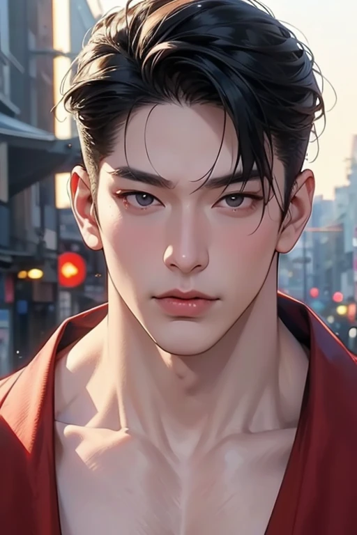 masterpieces,High quality. Realism, 8K full body portrait, aTall very muscular buffed stackd Japanese handsome guy, A 2 man, charming expression, Detailed Japanese facial details, Tokyo eight cities, Winters, Shibuya background with rounder rounded almond ...