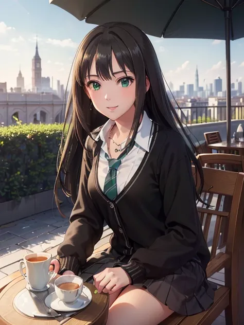 ((masterpiece)), (best quality), extremely detailed Illustration, ultra detailed, highly detailed, detailed background, vivid color, photorealistic, natural side lighting, 1girl, rin shibuya, super cute, Sexy Body, (seductive eyes, green eyes:1.3), Symmetr...