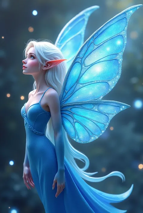 Elf Wings，Blue and white,Colorful，masterpiece,cartoon