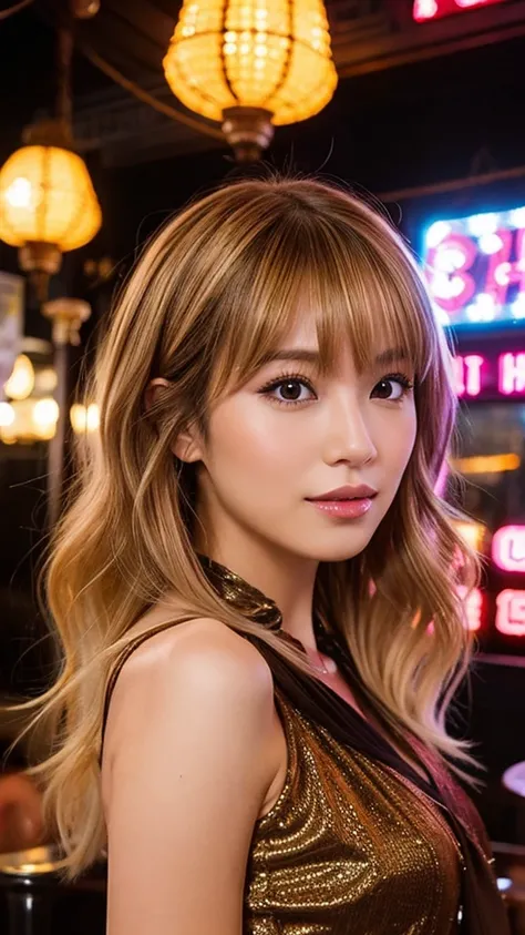 woman,Japanese,Cabaret Club,Blonde,Brown Hair,Gal,Bouffant