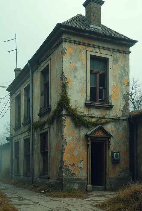 The building looks aged, with peeling paint and creaking walls.