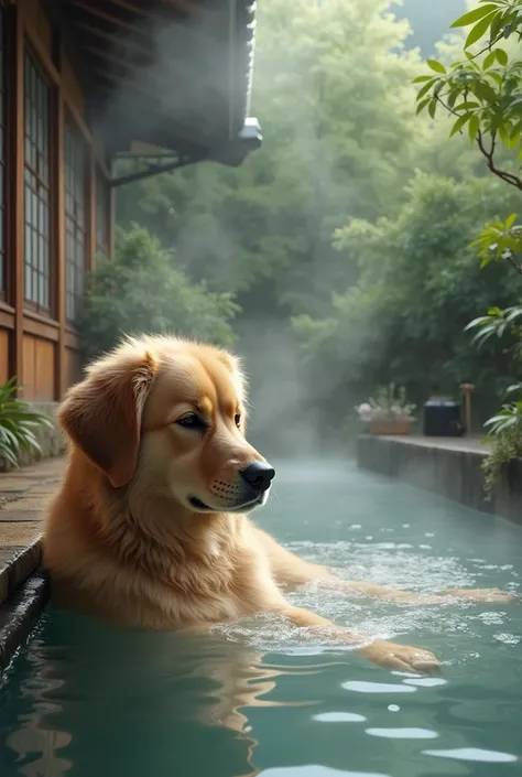 hot spring　Japan　Open-air bath　dog　Retro