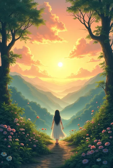 Sun rise with nature anime

