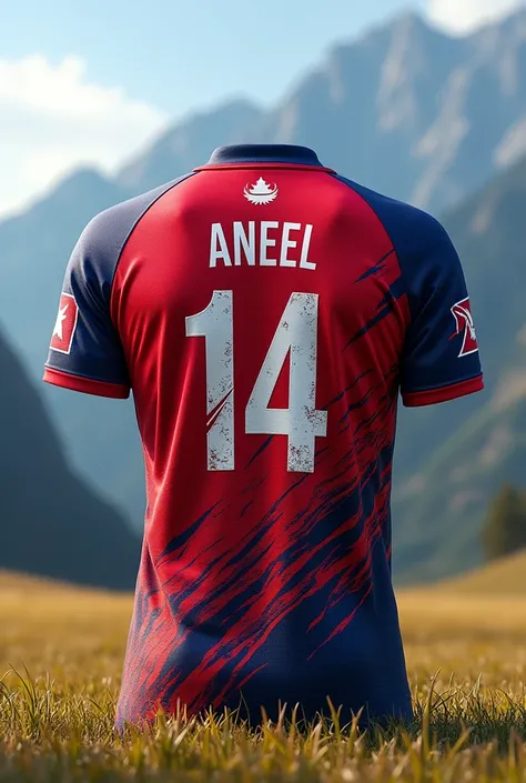 text 
create nepal cricket jersy  And write  aneel  only
