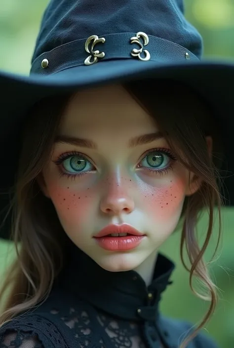 a cute girl  witch, beautiful detailed eyes, beautiful detailed lips, extremely detailed eyes and face, long eyelashes, A pose, front view, side view, back view, nature themed, (best quality,4k,8k,highres,masterpiece:1.2),ultra-detailed,(realistic,photorea...