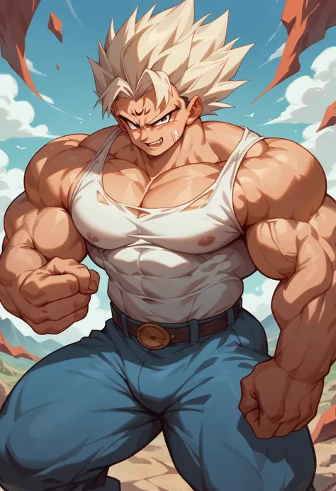 highest quality,based on anatomy,huge muscles,a mix of vegeta and kogenta,devil's body,