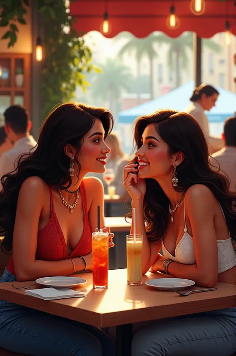 a 2 latina woman with brown hair at a restaurant