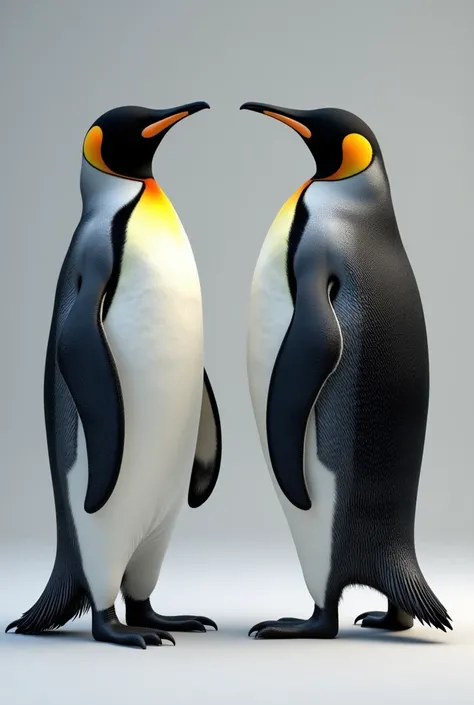 A picture of the penguin from the front and another picture of him from the right side