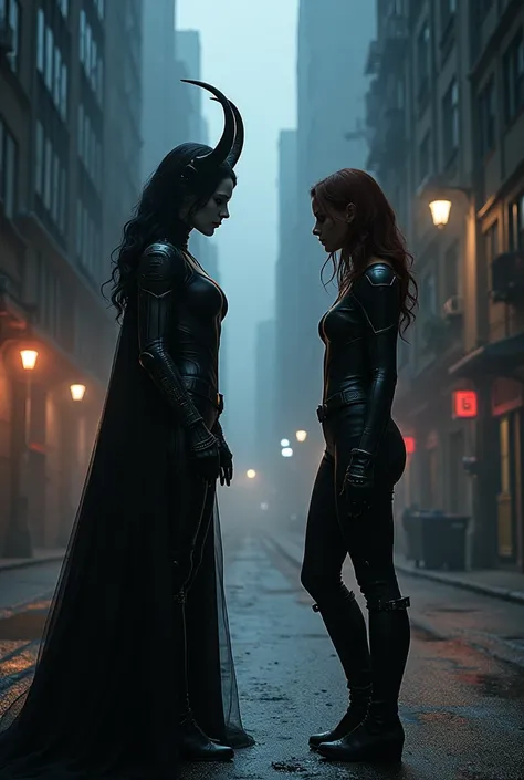 In the shadows of a darkened city, Lilith, the demoness of seduction and night, faces off against Black Widow. Natasha Romanoff uses her acrobatic combat skills and tactical weaponry, while Lilith manipulates shadows and illusions, trying to ensnare Black ...