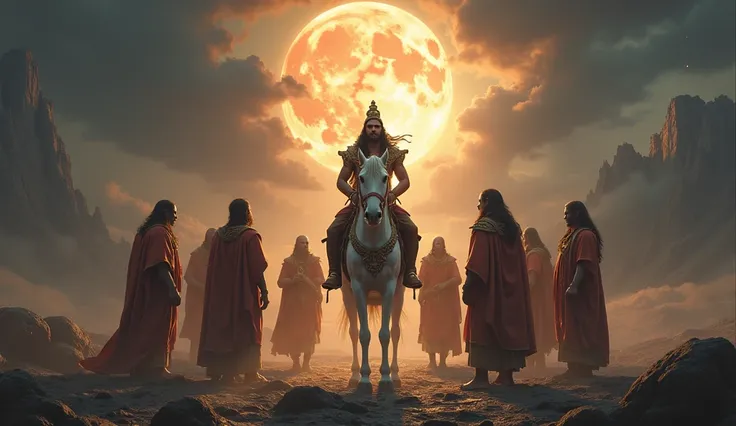 -Kalki and the seven immortals coming together at the end of Kali Yuga, preparing for the final battle against evil forces.