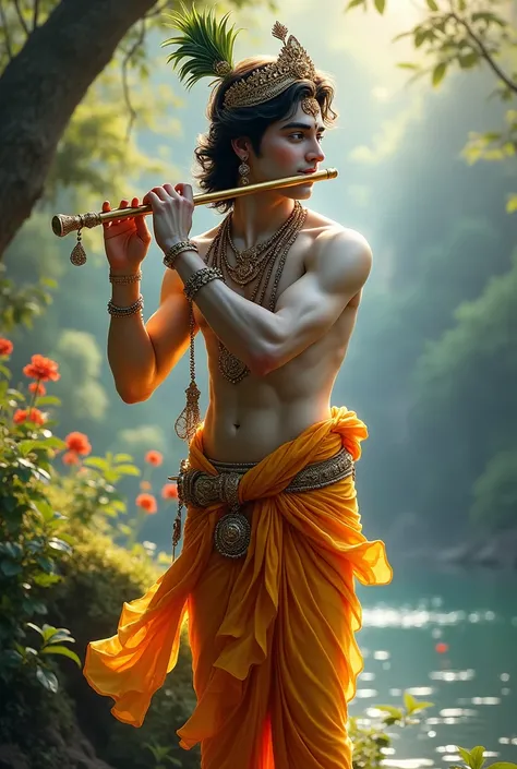 I love you Shri Krishna Murali Manohar fit body plays the flute