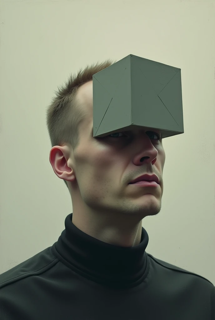 A man with a block in his head