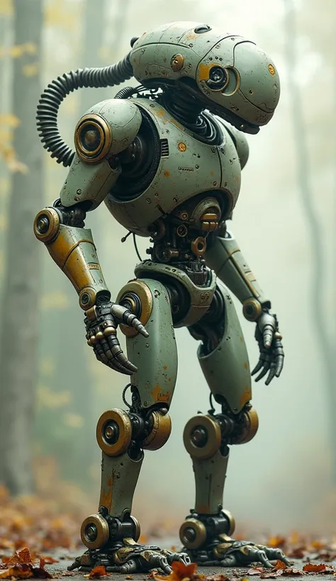 Design a (((Lovecraft style robotic))), featuring a futuristic and (((mechanical))) aesthetic with a focus on humanoid shapes and forms. The design should incorporate plenty of (((gears and mechanisms))) and a whimsically modern color palette, evoking a se...