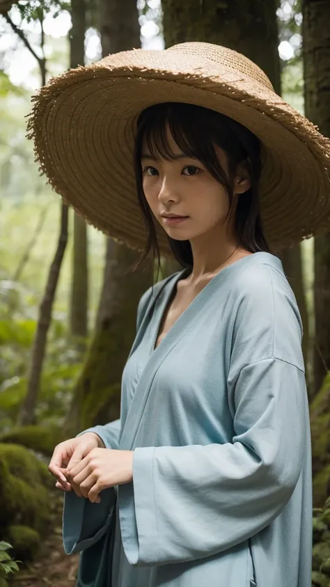 woman,Japanese,forest,hut