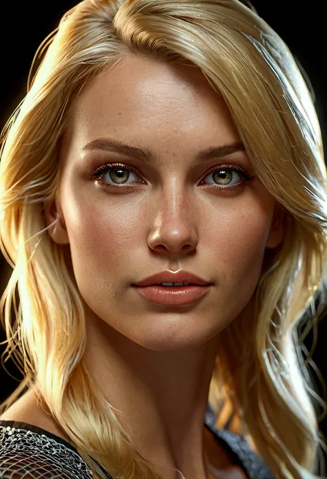 Realistic pretty blonde woman face 