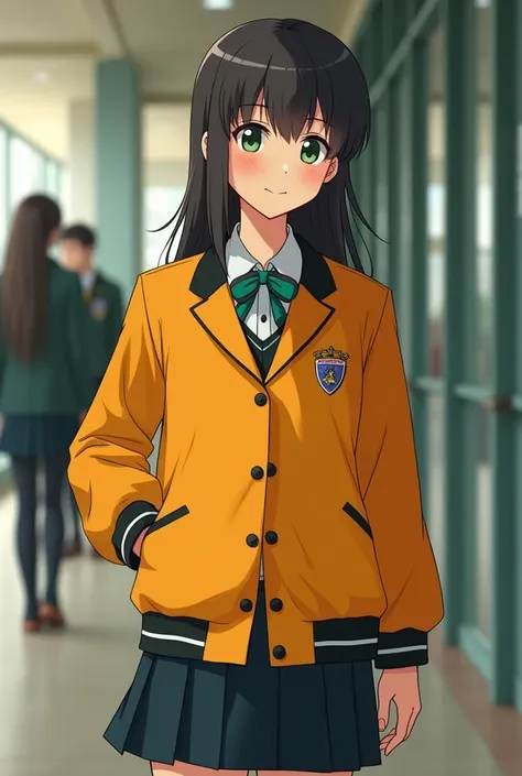 Classic design of school jacket uniform. Colors are yellow, orange, green and put small amount of black. Not hot to wear. 