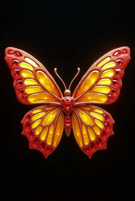 A butterfly consisting of the smallest yellow and red diamonds by swarovski 