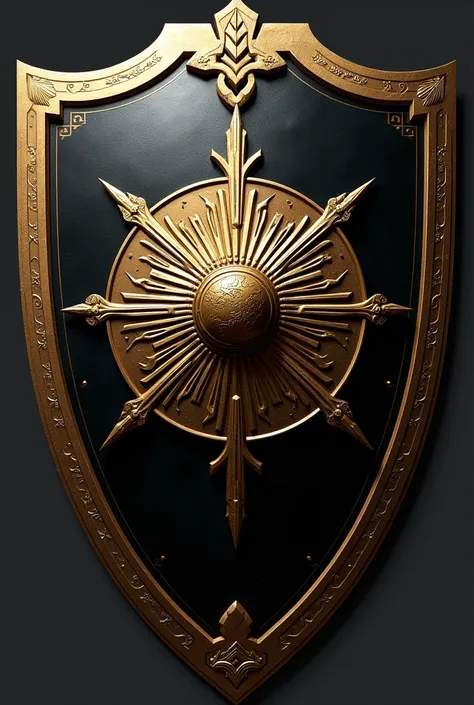 DRAW A SHIELD IN BLACK AND GOLD COLORS, WITH A MIKASA BALL IN THE CENTER
