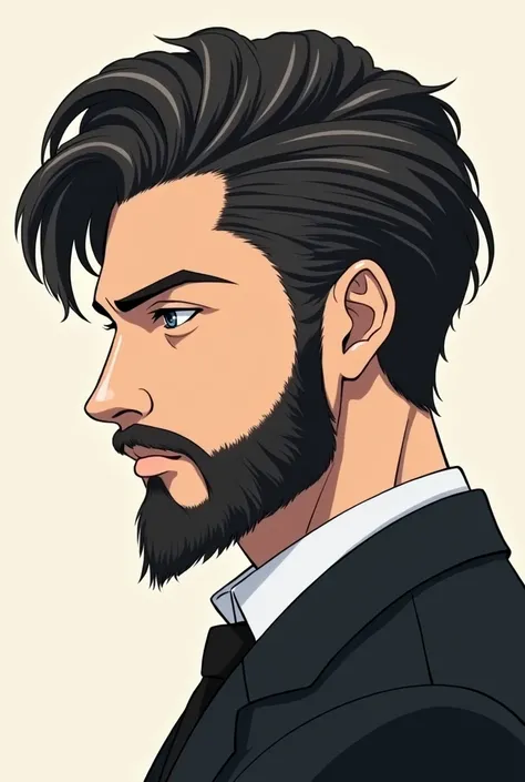 Create a anime men with beard with side part hairstyle for profile picture 

