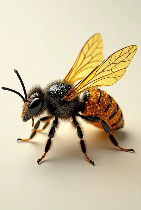 (photorealism:1.2), a bee consisting of the smallest yellow and black diamonds by swarovski 