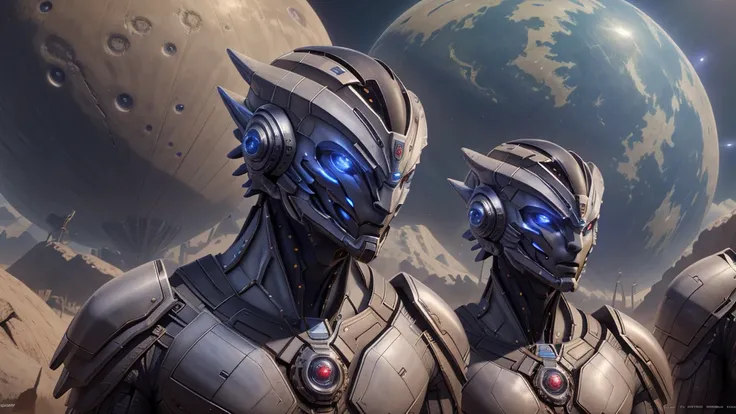 hybrid male space monster warriors, magic, viewing a planet from their spacecraft, hybrid female space monster Queen, 3+, science, UHD, retina, masterpiece, anatomically correct, textured skin, high details, high quality, super detail, best quality, highre...