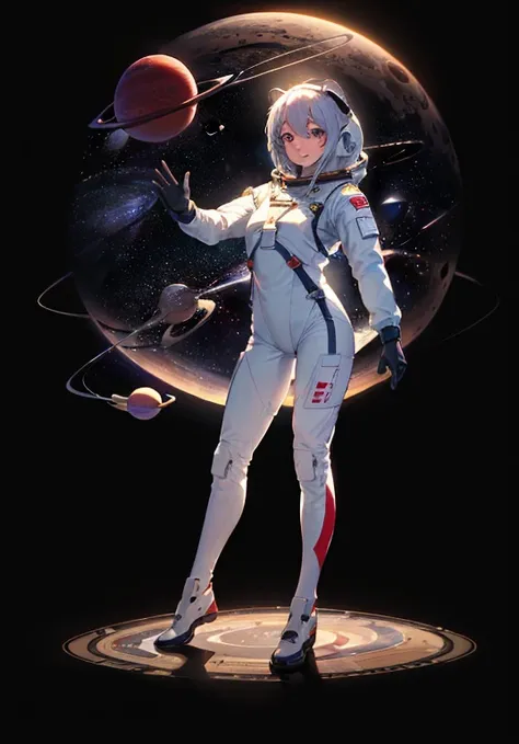 (((A woman doing a spacewalk in outer space))), (((20-year-oldの日本人女性))), Space Station, A boldly drawn illustration of a Japanese woman, as if drawn by a famous anime artist, (((Big hit illustration)), (8k, Highest quality). A stunning composition with out...