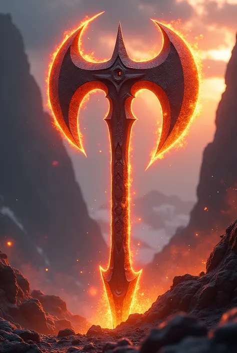 Dual iron axe. Fire element. Nice grapich