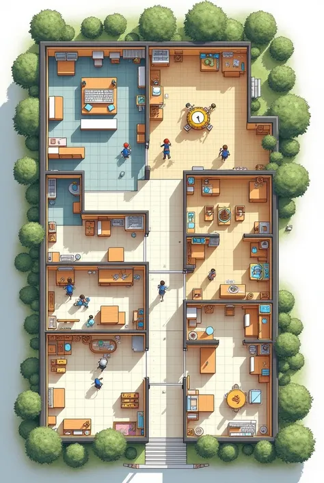 Floor plan of an Educational Cooperative, with many rooms