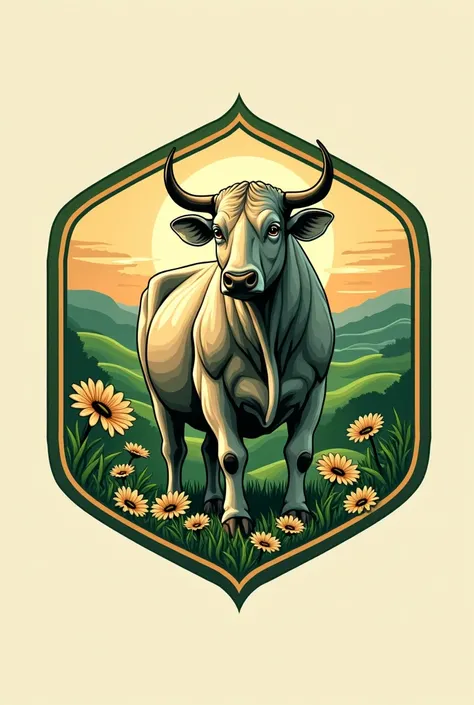 brand logo , green gold farm , with an ox 